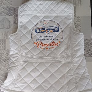 dos de la doudoune femme sans manche avec mon logo entreprise